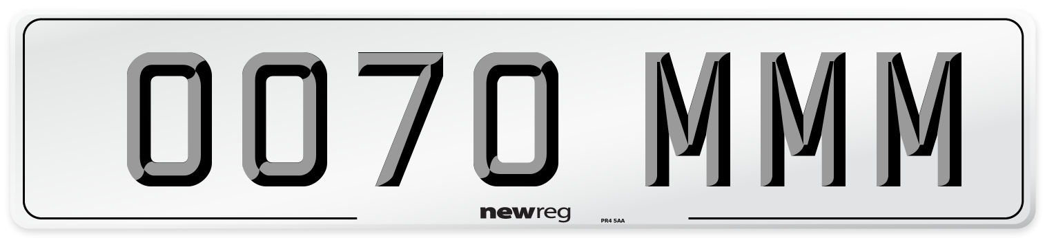 OO70 MMM Number Plate from New Reg